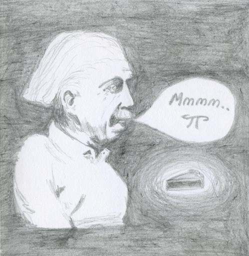 albert einstein with his birthday Pi Pie